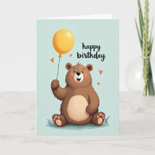 Joyful Bear Balloon Birthday Card