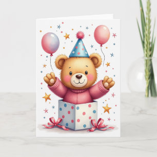 Joyful Bear Gift Box Birthday Card