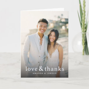 Joyful Beige Elegant Photo Thank You Card