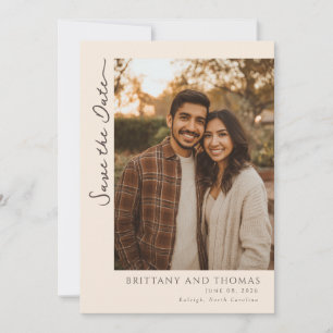 Joyful Beige Minimalist Photo Save The Date