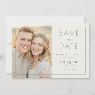 Joyful Beige Minimalist Photo Save The Date