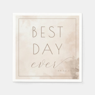 Joyful Beige Watercolor Calligraphy Napkin