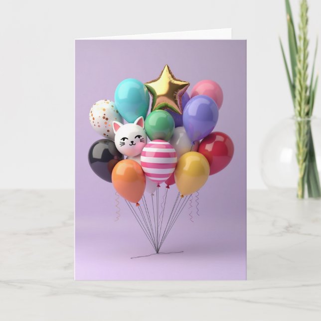 Joyful Birthday Balloon Cluster Card (Front)