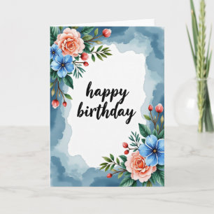 Joyful Birthday Blue Bloom Card