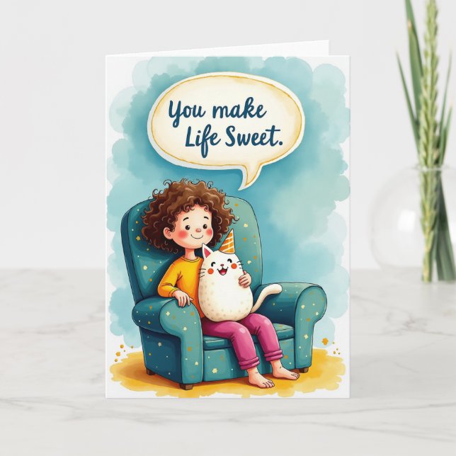 Joyful Birthday Child Cat Card (Front)