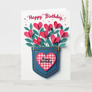 Joyful Birthday Denim Pocket Card