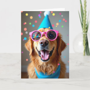 Joyful Birthday Dog Hat Card