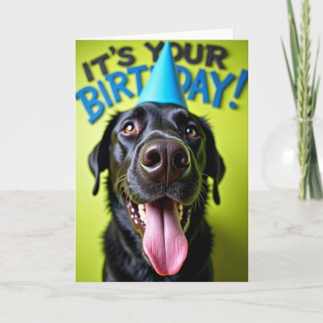 Joyful Birthday Dog Portrait Card (Front)