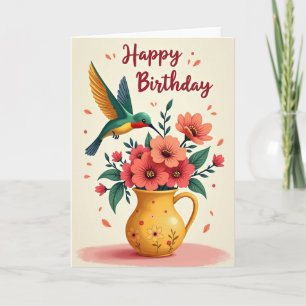 Joyful Birthday Emerald Bird Card