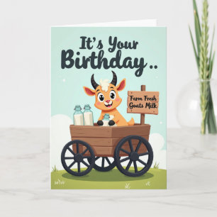 Joyful Birthday Goat Illustration Card
