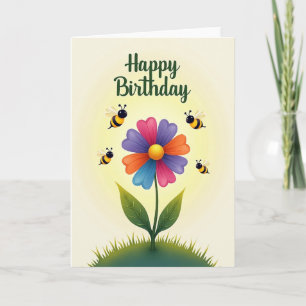Joyful Birthday Insect Flower Card