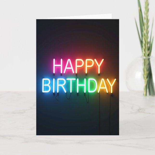 Joyful Birthday Luminous Glow Card (Front)