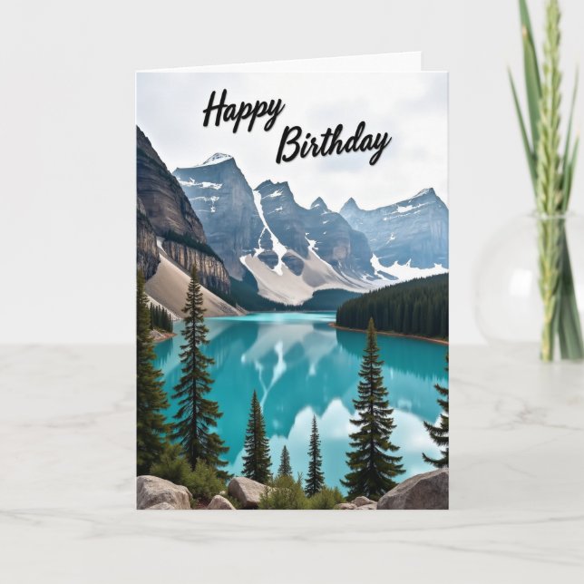 Joyful Birthday Mountain Lake Card (Front)