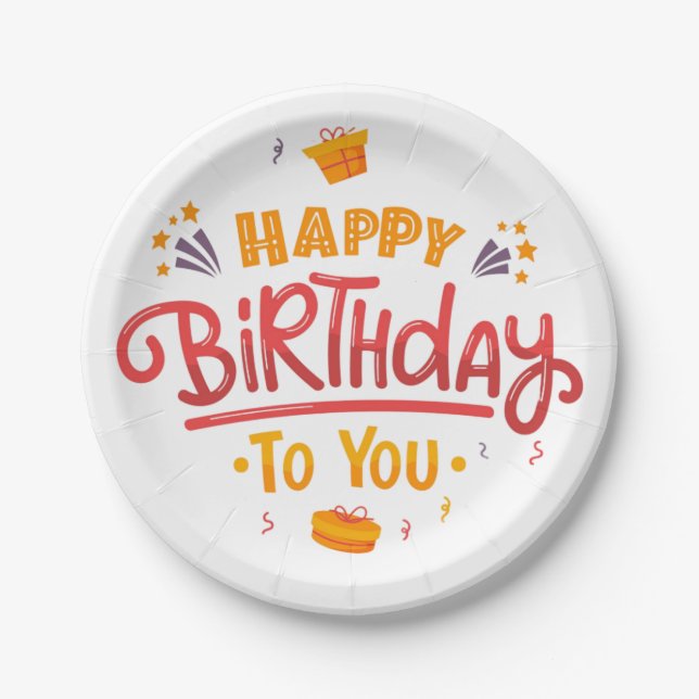 Joyful Birthday Paper Plates (Front)