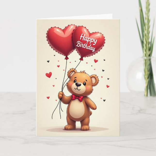 Joyful Birthday Plush Heart Card (Front)