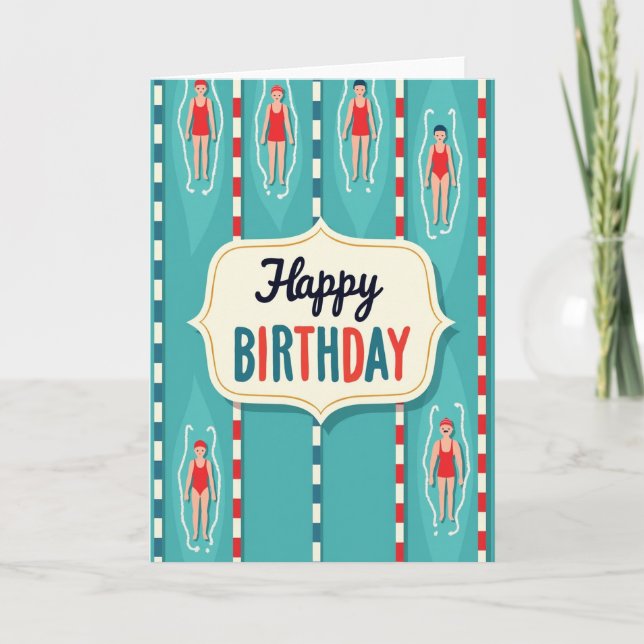Joyful Birthday Poolside Floating Card (Front)