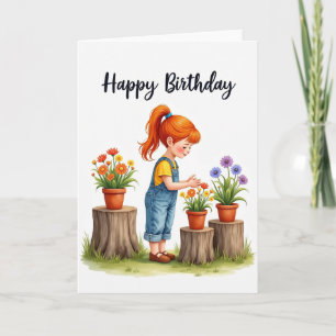 Joyful Birthday Potted Flowers Card
