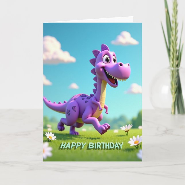 Joyful Birthday Purple Creature Card (Front)
