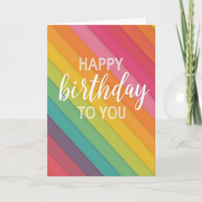 Joyful Birthday Rainbow Stripe Card (Front)