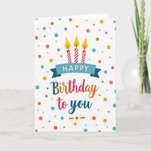 Joyful Birthday Striped Candle Card