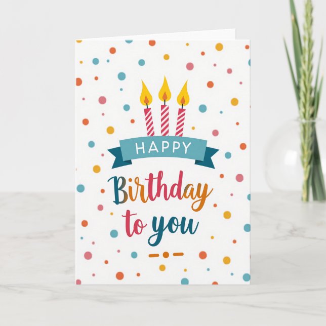 Joyful Birthday Striped Candle Card (Front)