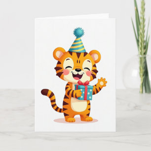 Joyful Birthday Striped Cat Card