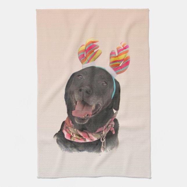 Joyful Black Labrador Retriever Chien serviette de (Vertical)