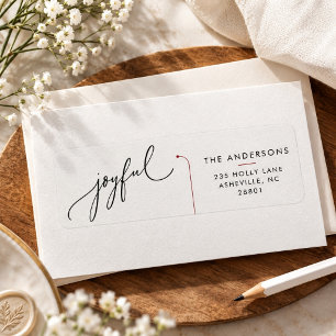 Joyful Black Script Christmas Return Address