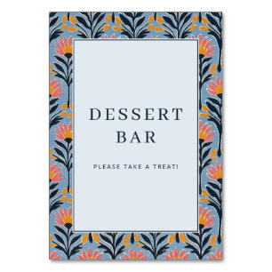 Joyful Blue Floral Dessert Bar Sign Table Number