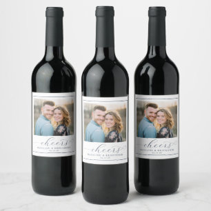 Joyful Blue Modern Photo Wine Label
