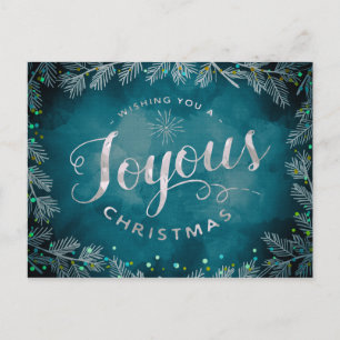 Joyful blue watercolor branches postcard