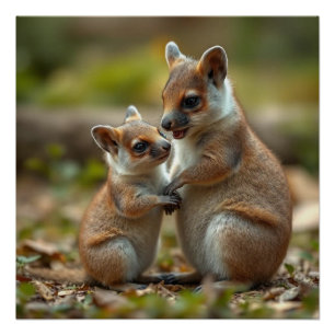 "Joyful Bond: Australian Mama and Baby Quokka" Poster