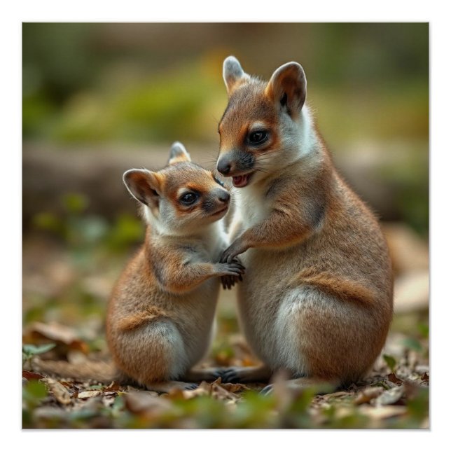 "Joyful Bond: Australian Mama and Baby Quokka" Poster (Front)