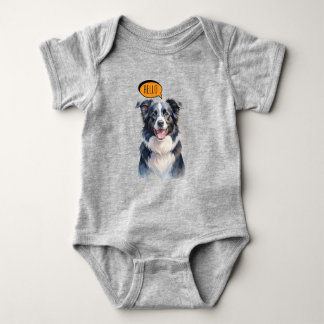 Joyful Border Collie in Watercolor Baby Bodysuit