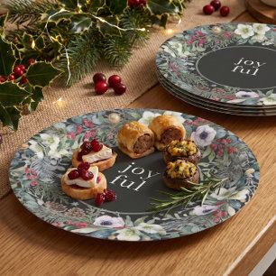 Joyful Botanical Christmas  Paper Plate