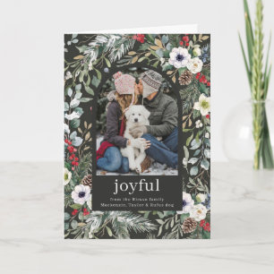 Joyful Botanical Christmas Personalized Arch Photo Card