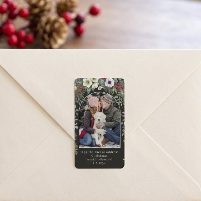 Joyful Botanical Christmas Personalized Arch Photo Label (Joyful Botanical Christmas Personalized Arch Photo Label
by Ricaso.  Use it as a return address. )