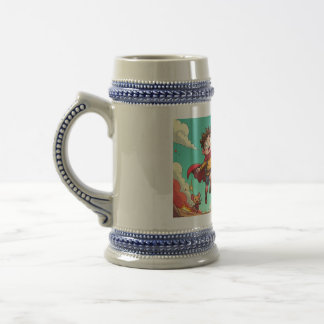 Joyful boy enjoying beer stein