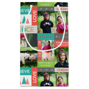 Joyful & Bright Holiday Photo Print Small Gift Bag