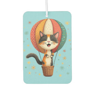 Joyful Calico Cat Sky Adventure Illustration Air Freshener