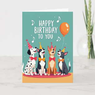 Joyful Cartoon Dogs Birthday Card