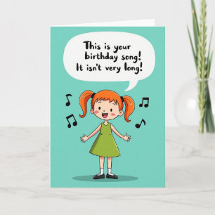 Joyful Cartoon Girl Birthday Card