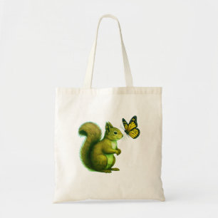 Joyful Chase – Happy Squirrel & Butterfly Tote Bag