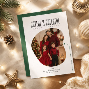 Joyful & Cheerful Modern Typography Christmasphoto Holiday Card