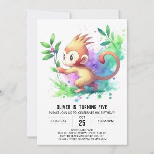 Joyful Children Monkey Birthday Invitation