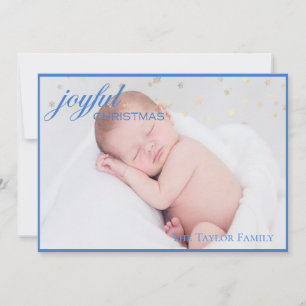Joyful CHRISTMAS - Blue New Baby Boy Photo Holiday