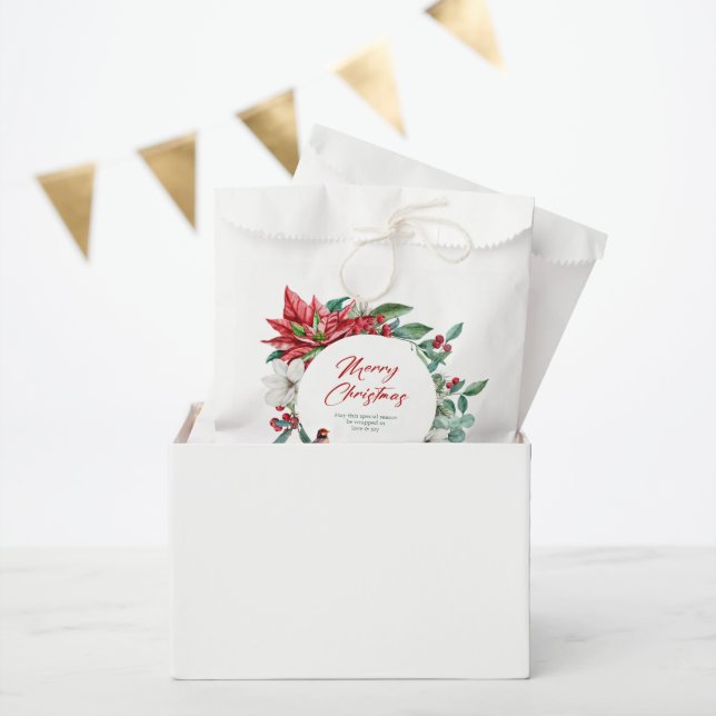 Joyful Christmas botanicals, flowers and birds Favour Bag (Party)