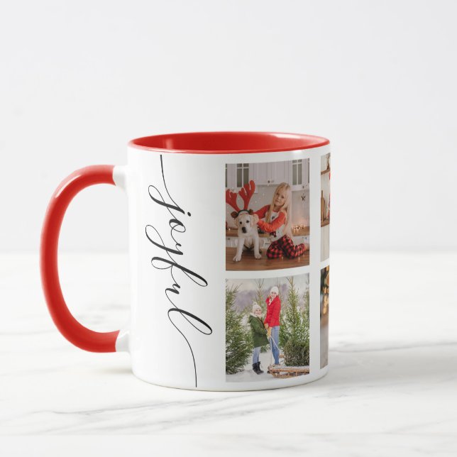 Joyful Christmas Calligraphy Script Photo Picture Mug (Left)
