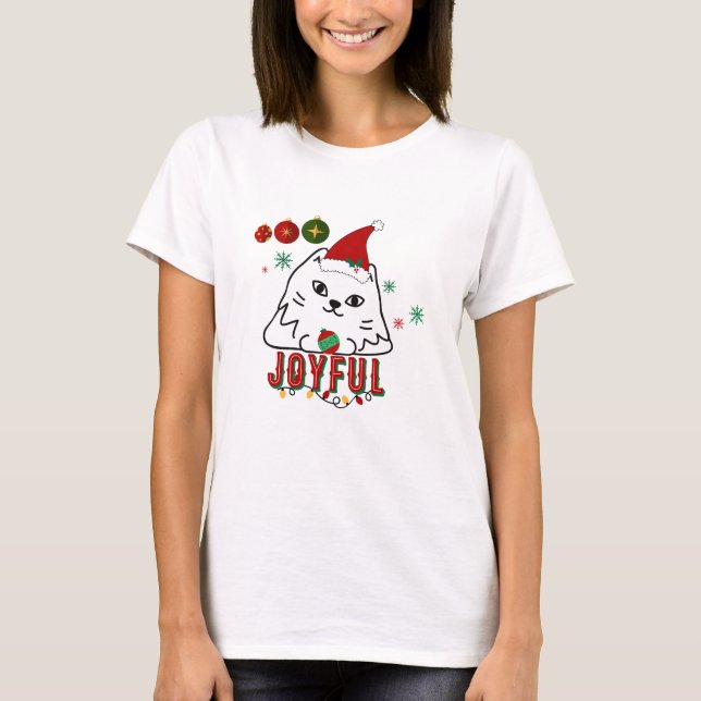 Joyful Christmas Cat T-Shirt (Front)