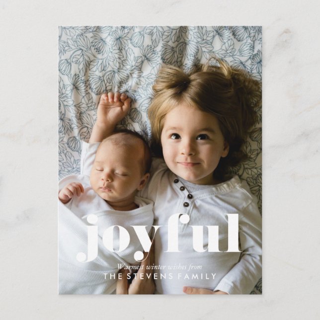 Joyful Christmas Full Bleed Photo Holiday Postcard (Front)